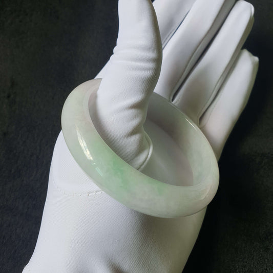 58.6mm Green Type A Jadeite Jade Semi-Round Bangle (BGL23306) est Gift, Ideal Gift, Top Gift, Anniversary Gift, Couple Gift, Birthday Gift, for girl, for women, for parent, parent gift