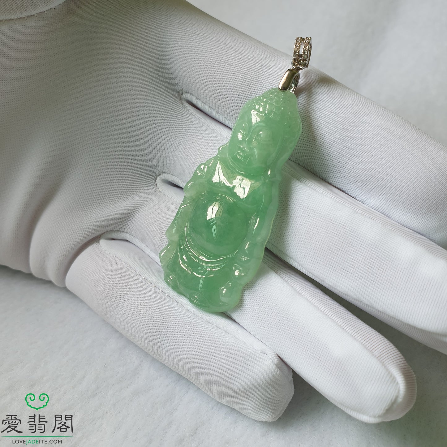 Myanmar Type A Full Green Singapore Jadeite Jade Baby Buddha Jewelry Jewellery Unisex Pendant 缅甸A货全绿翡翠宝宝佛新加坡首饰吊坠 PBB49022