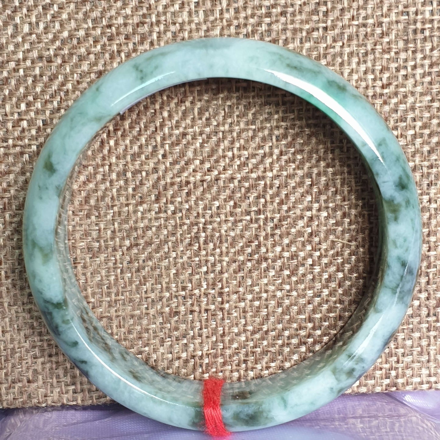 54.7mm Flower Green Type A Jadeite Jade Semi-Round Bangle (花青翡翠正圈手镯) BGL14915