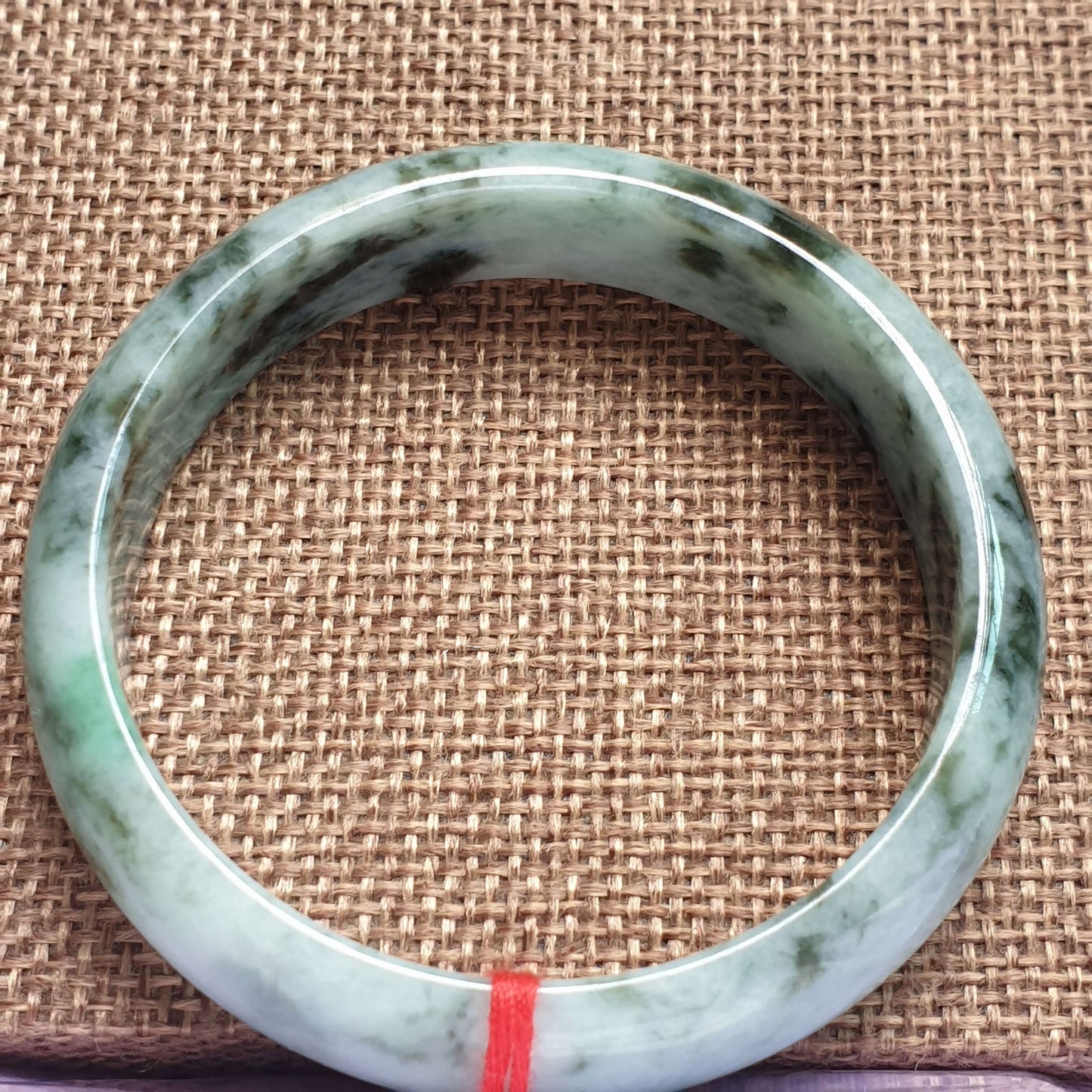 54.7mm Flower Green Type A Jadeite Jade Semi-Round Bangle (花青翡翠正圈手镯) BGL14915