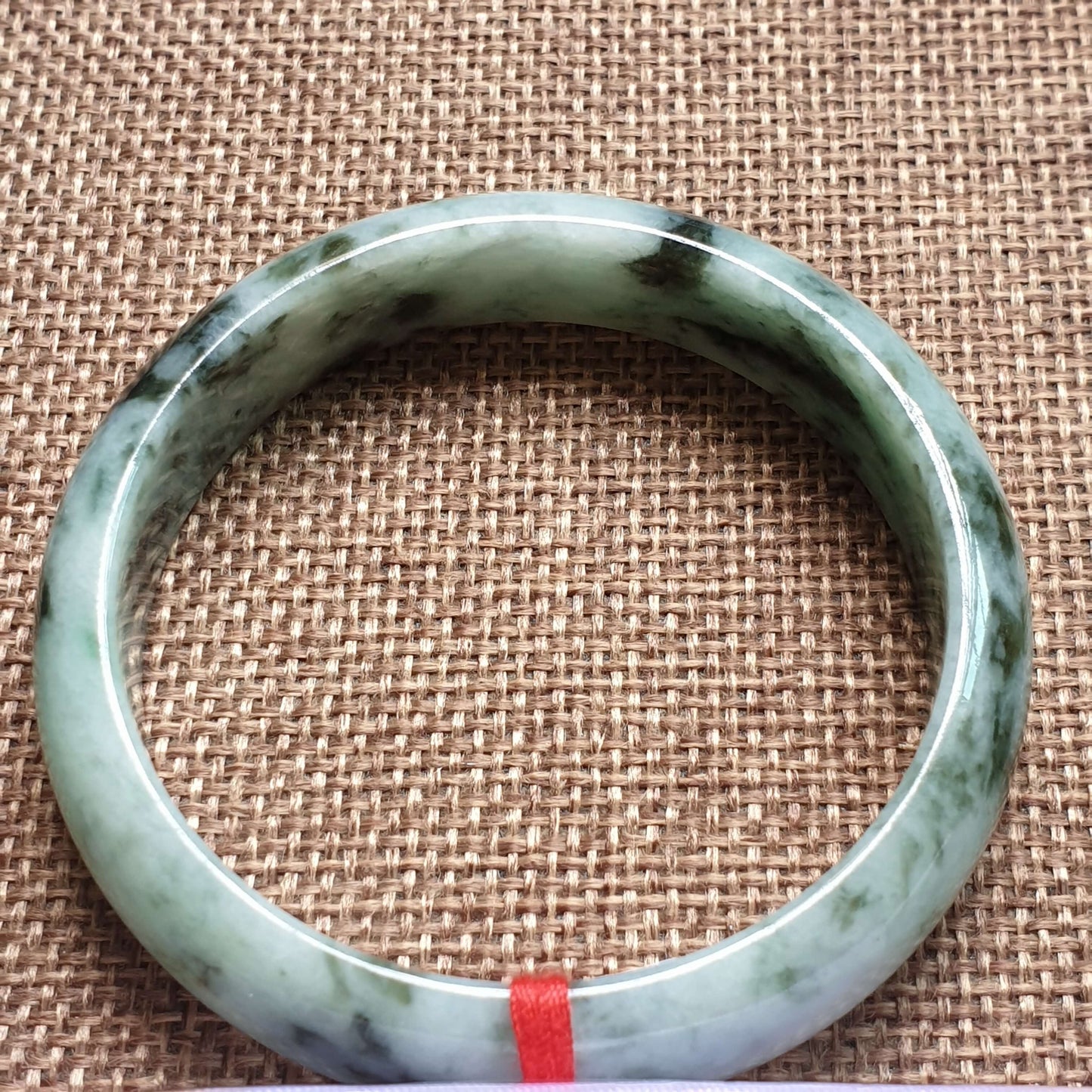 54.7mm Flower Green Type A Jadeite Jade Semi-Round Bangle (花青翡翠正圈手镯) BGL14915