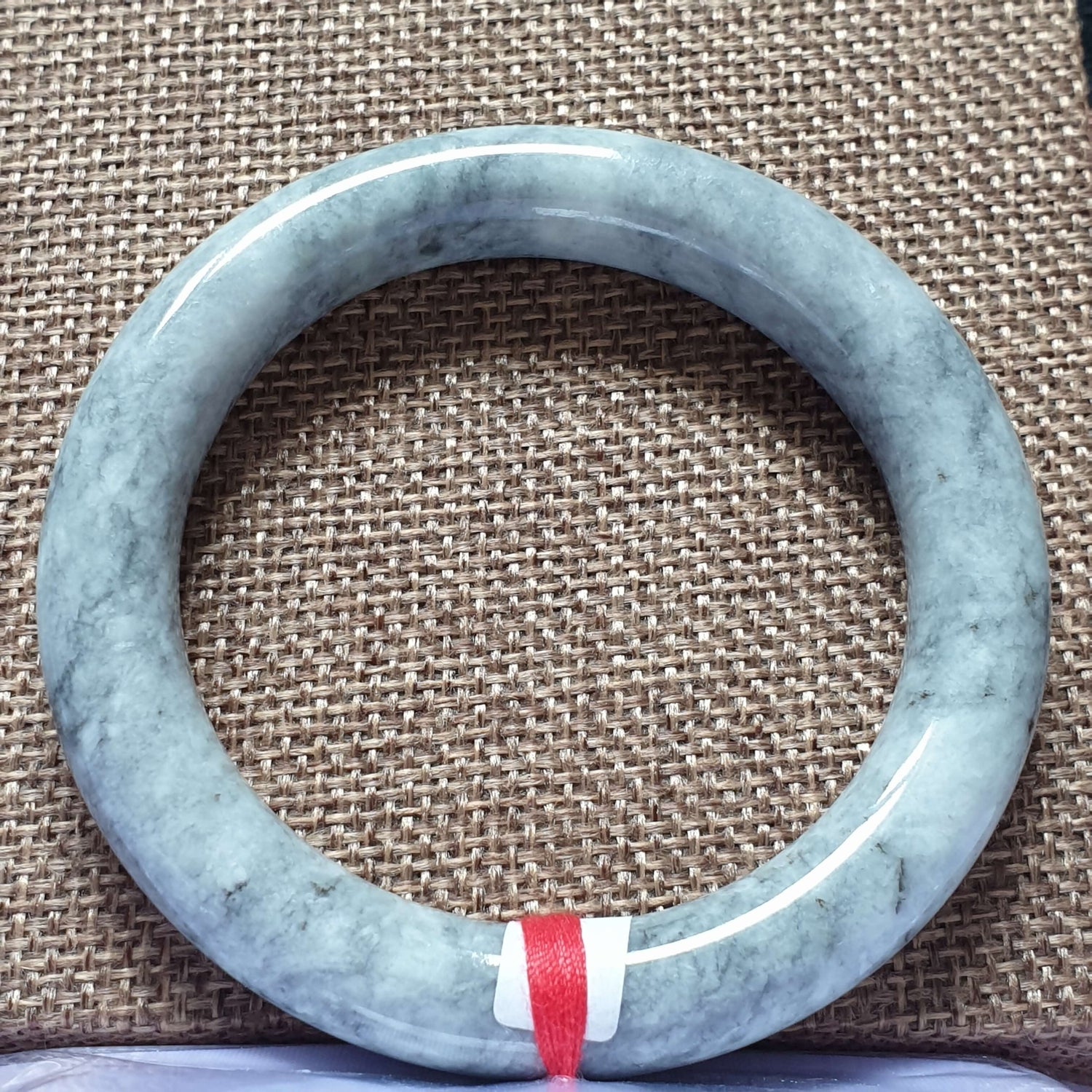 56mm Ash Grey Type A Jadeite Jade Bangle (乌鸡翡翠圆条手镯) BGL76748