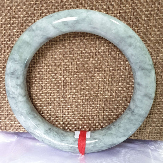 56mm Ash Grey Type A Jadeite Jade Bangle (乌鸡翡翠圆条手镯) BGL76760