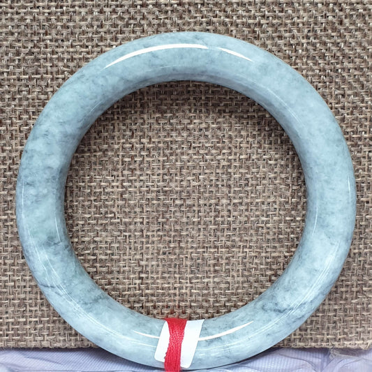 56mm Ash Grey Type A Jadeite Jade Bangle (乌鸡翡翠圆条手镯) BGL76763