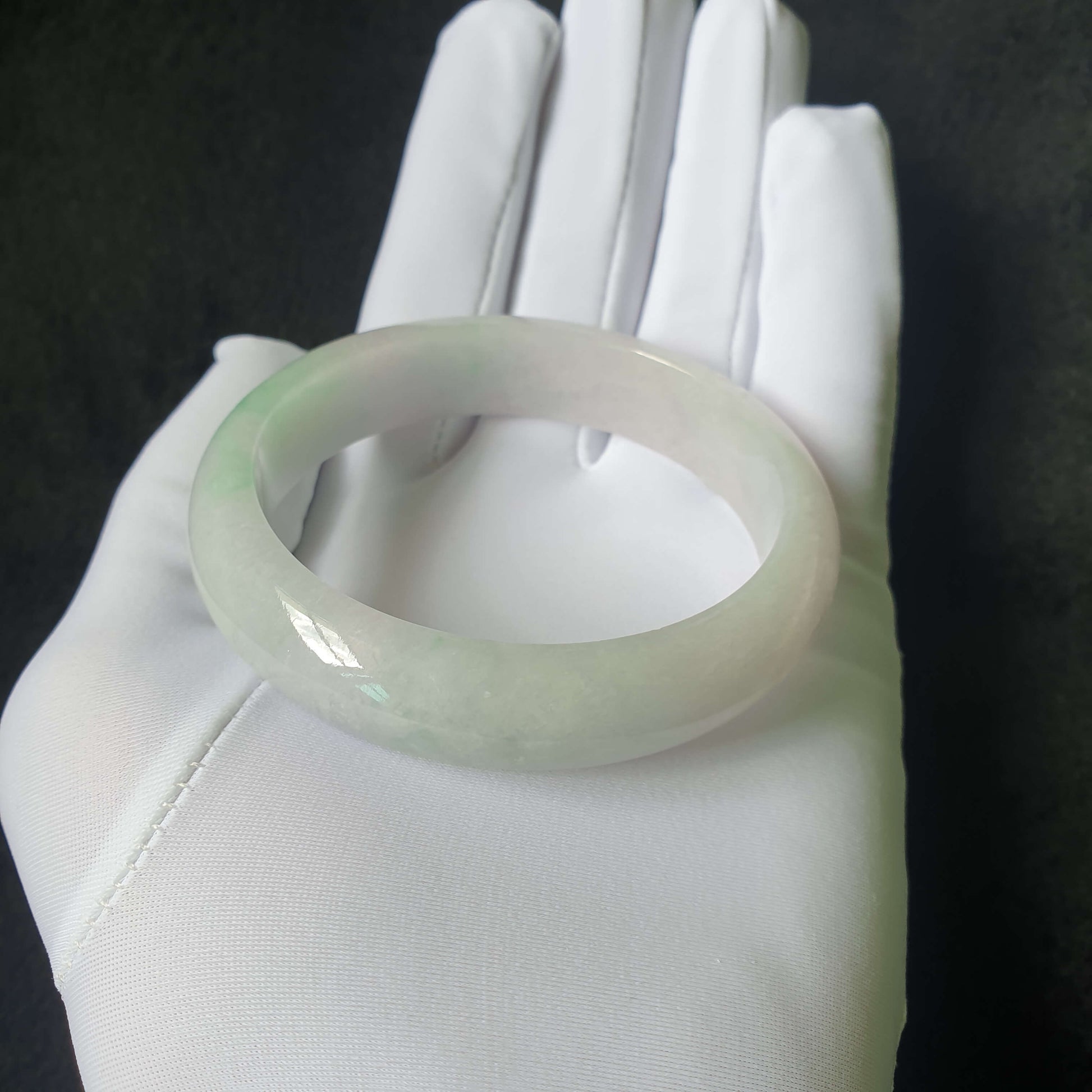 58.6mm Green Type A Jadeite Jade Semi-Round Bangle (BGL23306) est Gift, Ideal Gift, Top Gift, Anniversary Gift, Couple Gift, Birthday Gift, for girl, for women, for parent, parent gift