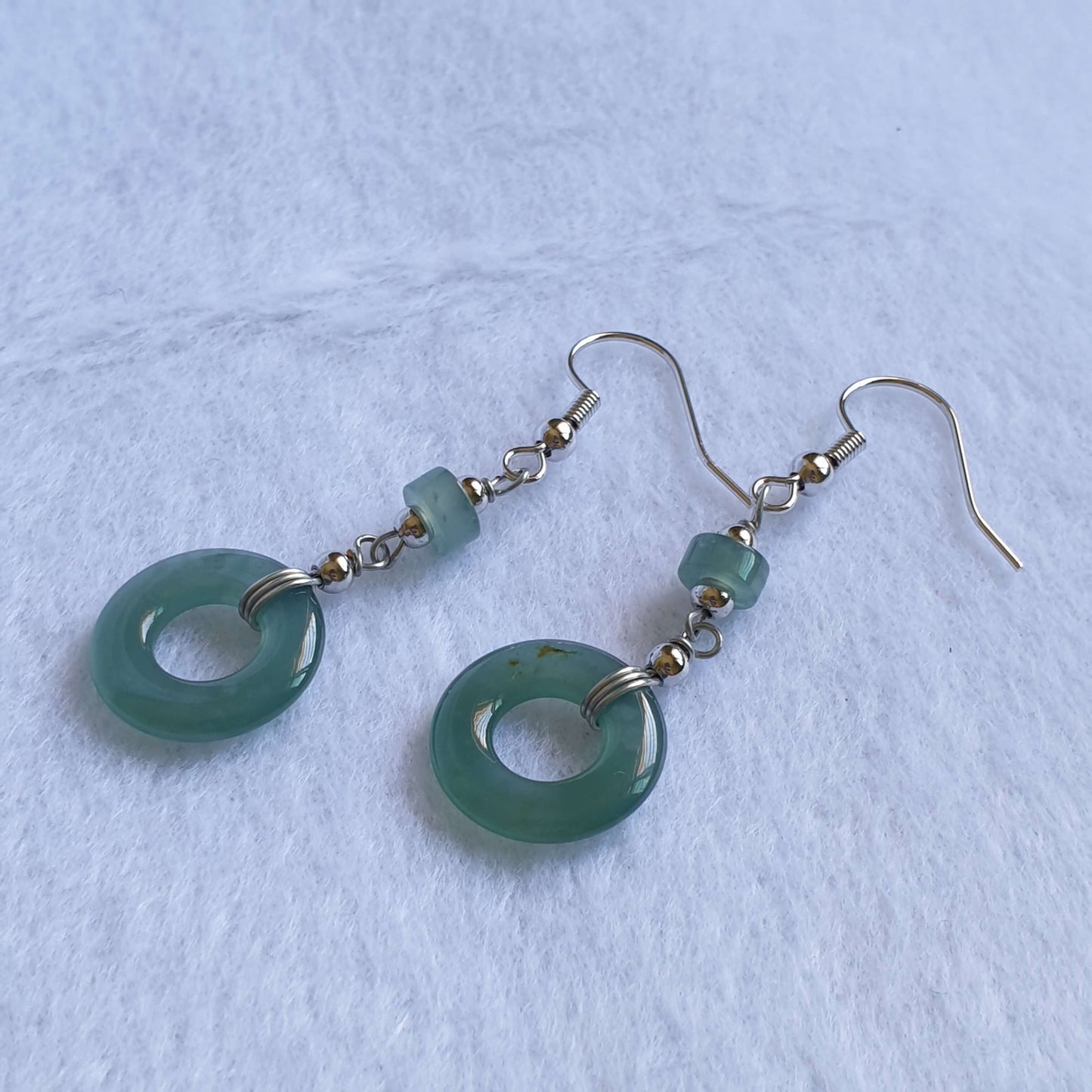 Icy Bluish Green Type A Jadeite Jade Dangle Earring (EDG41002) Best Gift, Ideal Gift, Top Gift, Anniversary Gift, Couple Gift, Birthday Gift, for girl, for women, for parent, parent gift