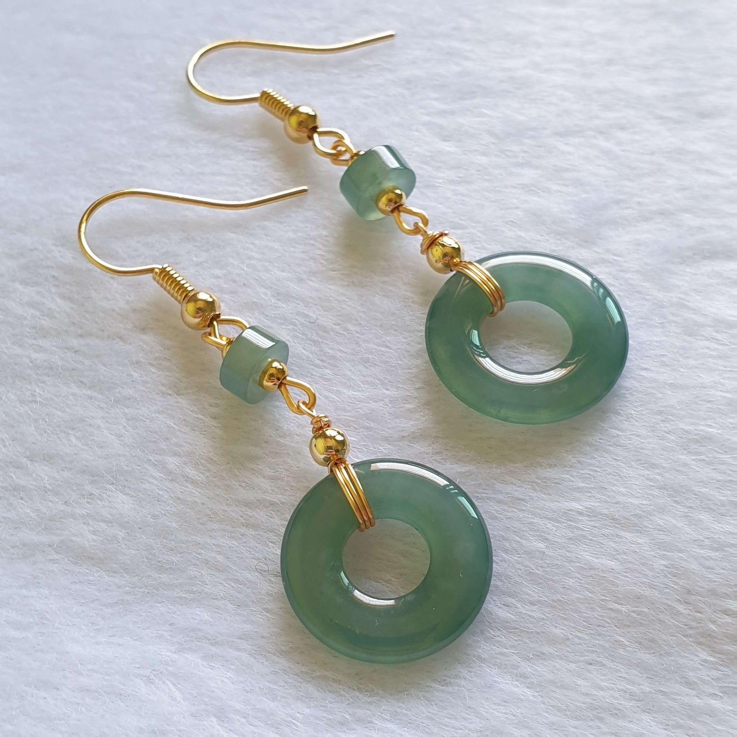 Icy Bluish Green Type A Jadeite Jade Dangle Earring (EDG41004) Best Gift, Ideal Gift, Top Gift, Anniversary Gift, Couple Gift, Birthday Gift, for girl, for women, for parent, parent gift