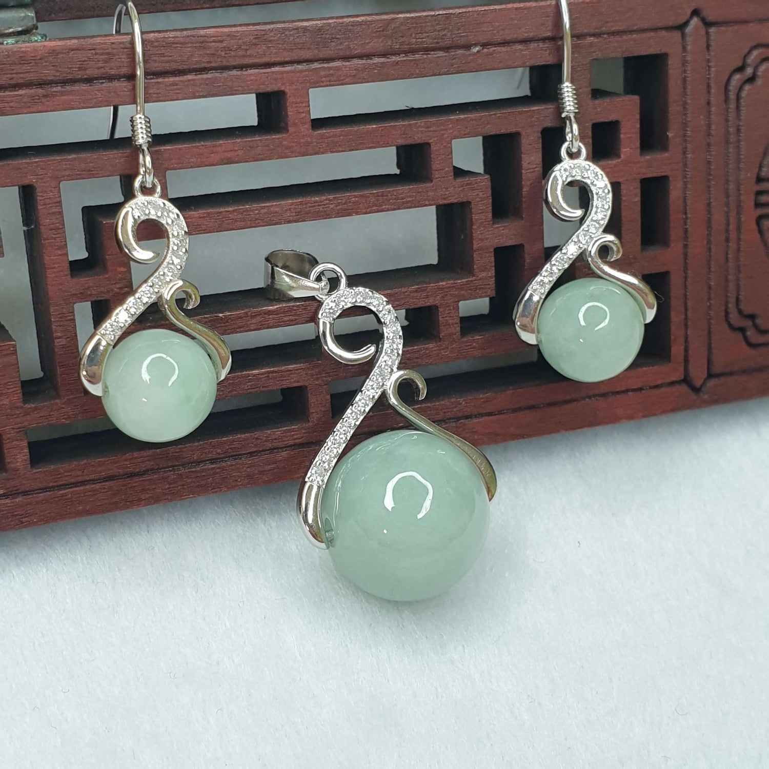 Products Jadeite Jade Dangle Earrings White & Light Green (AFG-EDG-003) Best Gift, Ideal Gift, Top Gift, Anniversary Gift, Couple Gift, Birthday Gift, for girl, for women, for parent, parent gift