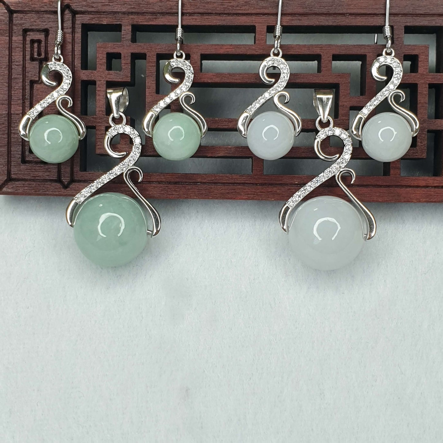 Products Jadeite Jade Dangle Earrings White & Light Green (AFG-EDG-003) Best Gift, Ideal Gift, Top Gift, Anniversary Gift, Couple Gift, Birthday Gift, for girl, for women, for parent, parent gift