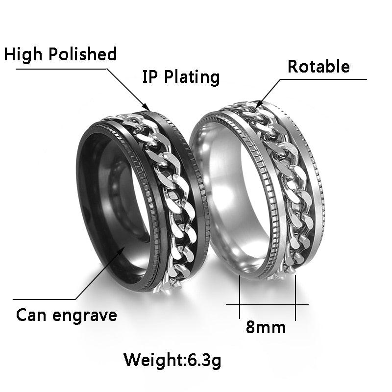 Men's stainless clearance steel rotatable ring