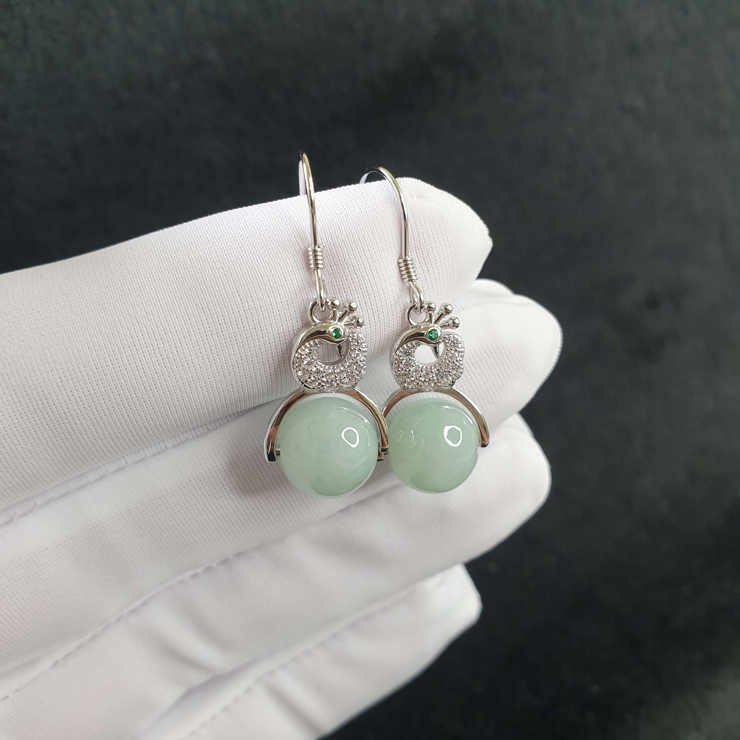 Large hot sale jade earrings