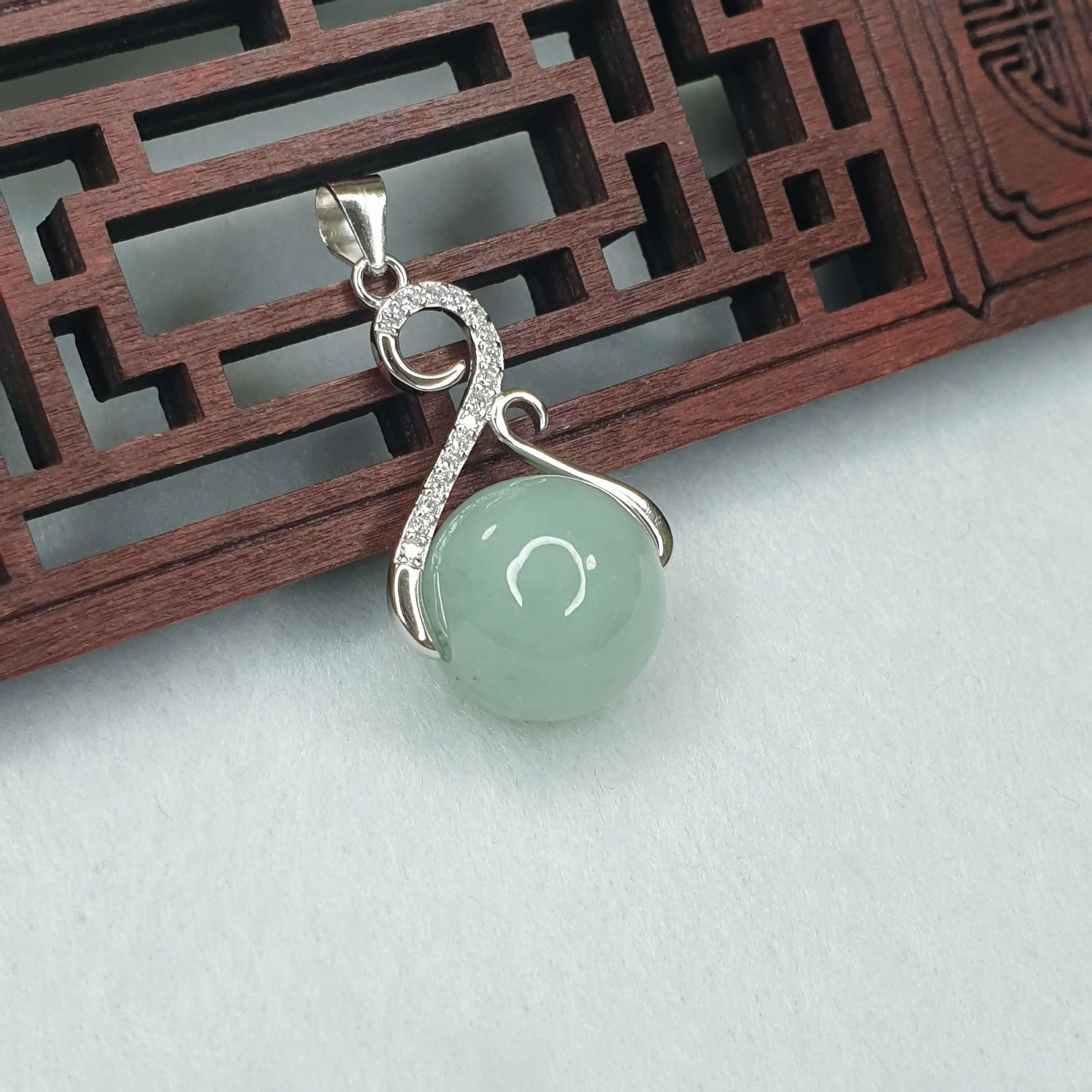 Jadeite Jade Jewlery Set Pendant with Dangle Earring White & Light Green (AFG-003) Best Gift, Ideal Gift, Top Gift, Anniversary Gift, Couple Gift, Birthday Gift, for girl, for women, for parent, parent gift