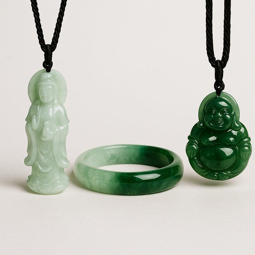 Love Jadeite Singapore | Grade-A Jadeite Guan Yin & Laughing Buddha