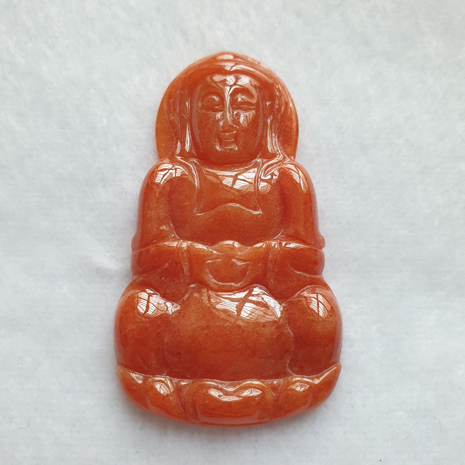 红翡翡翠观音吊坠 (Type A Red Jadeite Jade GuanYin Pendant) PGY96504