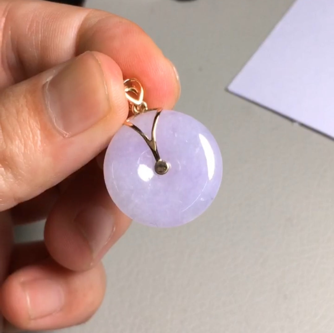 [P] Type A Lavender Jadeite Jade Donut/Ping An Kou Pendant