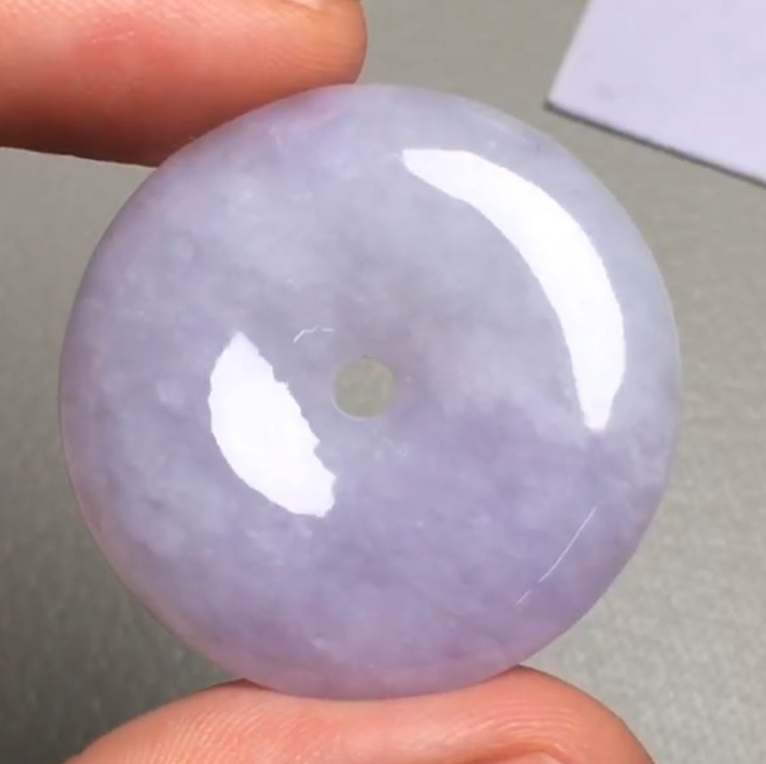 [P] 紫罗兰翡翠平安扣吊坠 (Type A Lavender Jadeite Jade Donut/Ping An Kou Pendant)