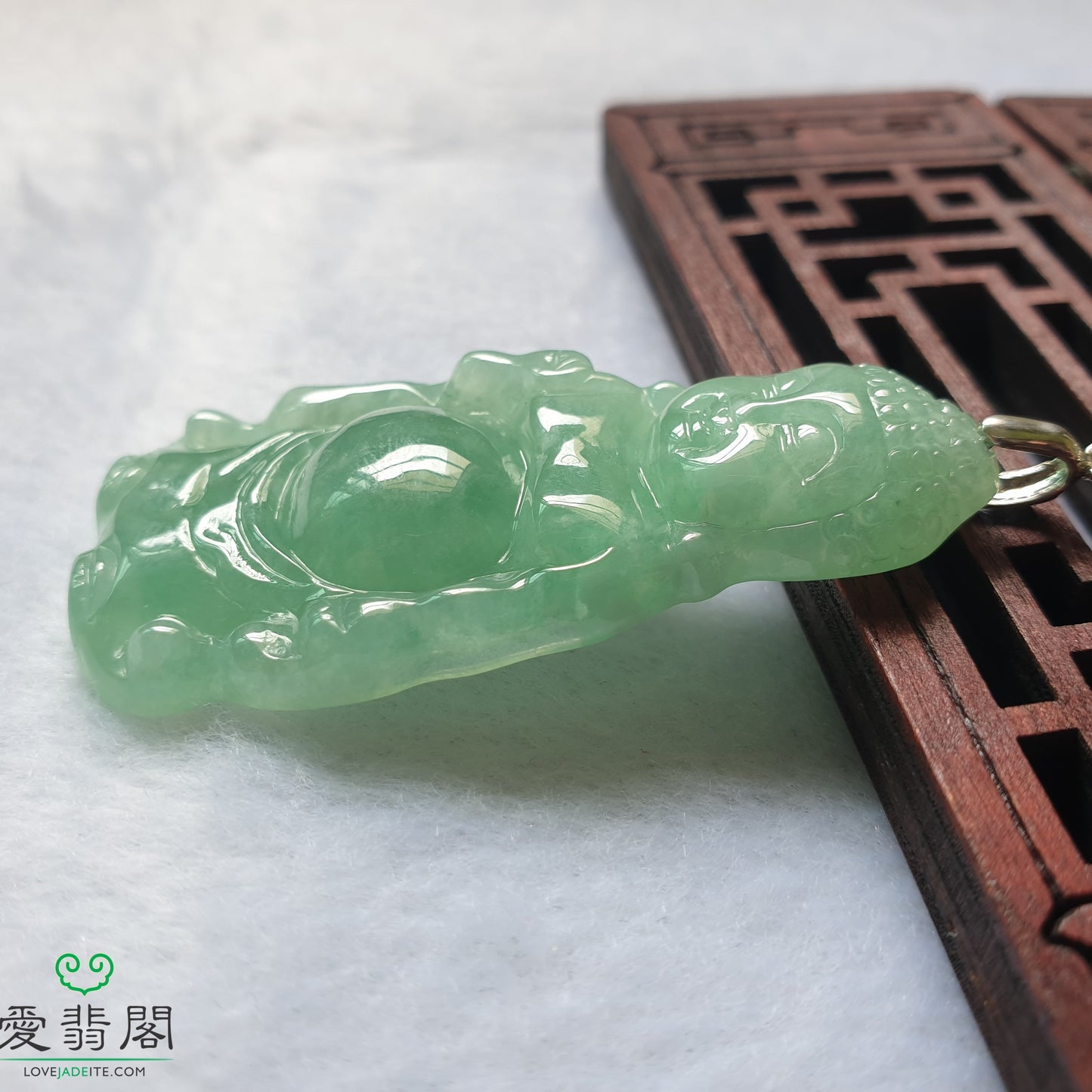 Myanmar Type A Full Green Singapore Jadeite Jade Baby Buddha Jewelry Jewellery Unisex Pendant 缅甸A货全绿翡翠宝宝佛新加坡首饰吊坠 PBB49022