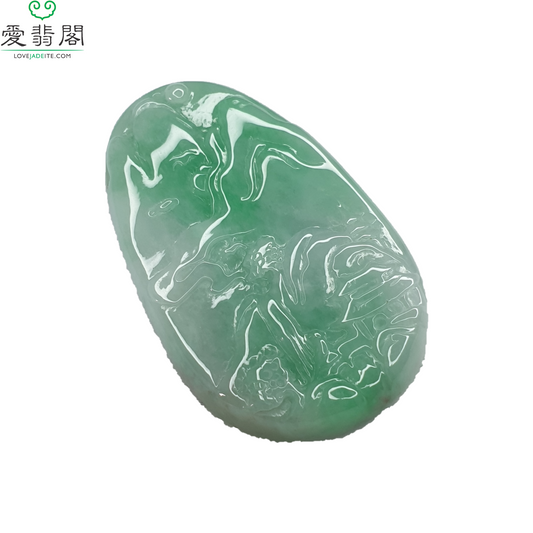 新加坡绿色山水牌翡翠吊坠 (Type A Singapore Green Jadeite Jade Landscape Pendant) PLS98505