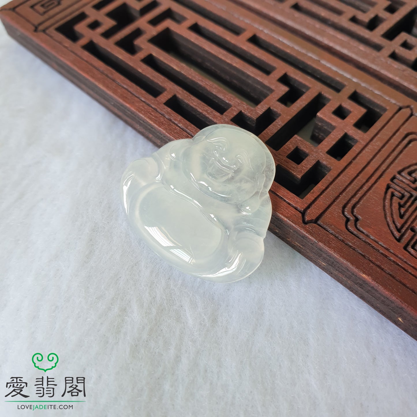 Love Jadeite Natural Myanmar Burma Type A Icy White Jadeite Jade Laughing Buddha Jewelry Pendant Jewellery in Singapore 新加坡爱翡阁缅甸天然A货冰白翡翠佛公笑佛吊坠首饰