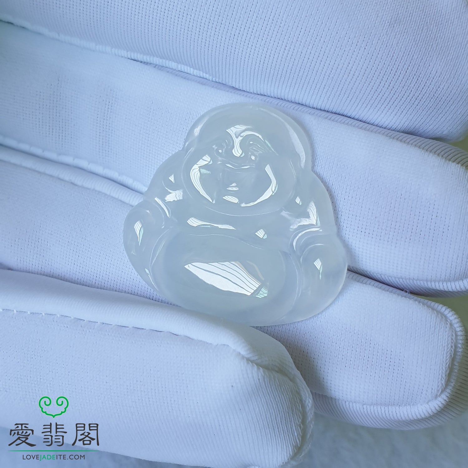 Love Jadeite Natural Myanmar Burma Type A Icy White Jadeite Jade Laughing Buddha Jewelry Pendant Jewellery in Singapore 新加坡爱翡阁缅甸天然A货冰白翡翠佛公笑佛吊坠首饰