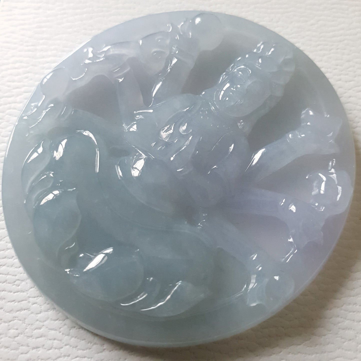 紫罗兰淡绿观音翡翠吊坠 (Type A Lavender with Green Jadeite Jade GuanYin Pendant) PGY79212