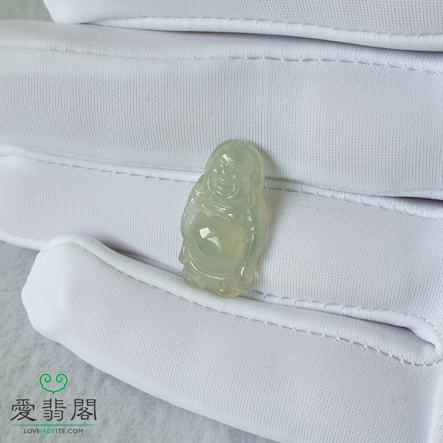 Love Jadeite Natural Myanmar Burma Type A Light Green Jadeite Jade Standing Laughing Buddha Mi Le Fo Jewelry Pendant Jewellery in Singapore 新加坡爱翡阁缅甸天然A货淡绿翡翠佛公笑佛弥勒佛吊坠吊牌首饰站佛