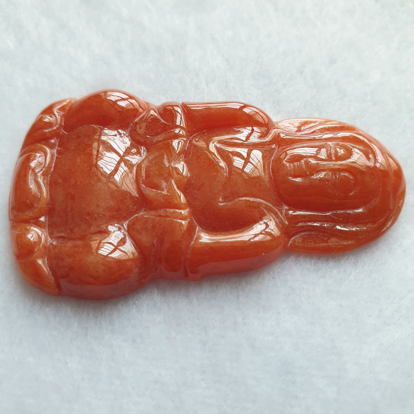 红翡翡翠观音吊坠 (Type A Red Jadeite Jade GuanYin Pendant) PGY96504